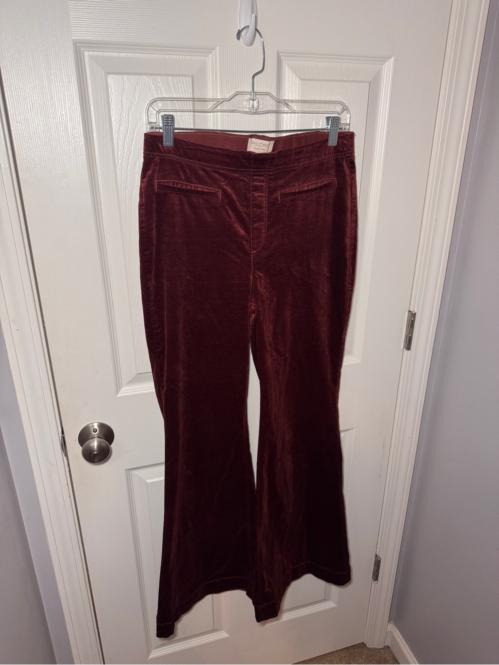 Pilcro Pull-On Mid-Rise Retro Flare Velvet Jeans - Picture 4 of 14